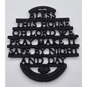 Cast Iron Trivet‎ Bless This House Prayer Vintage Kitchen Wall Decor